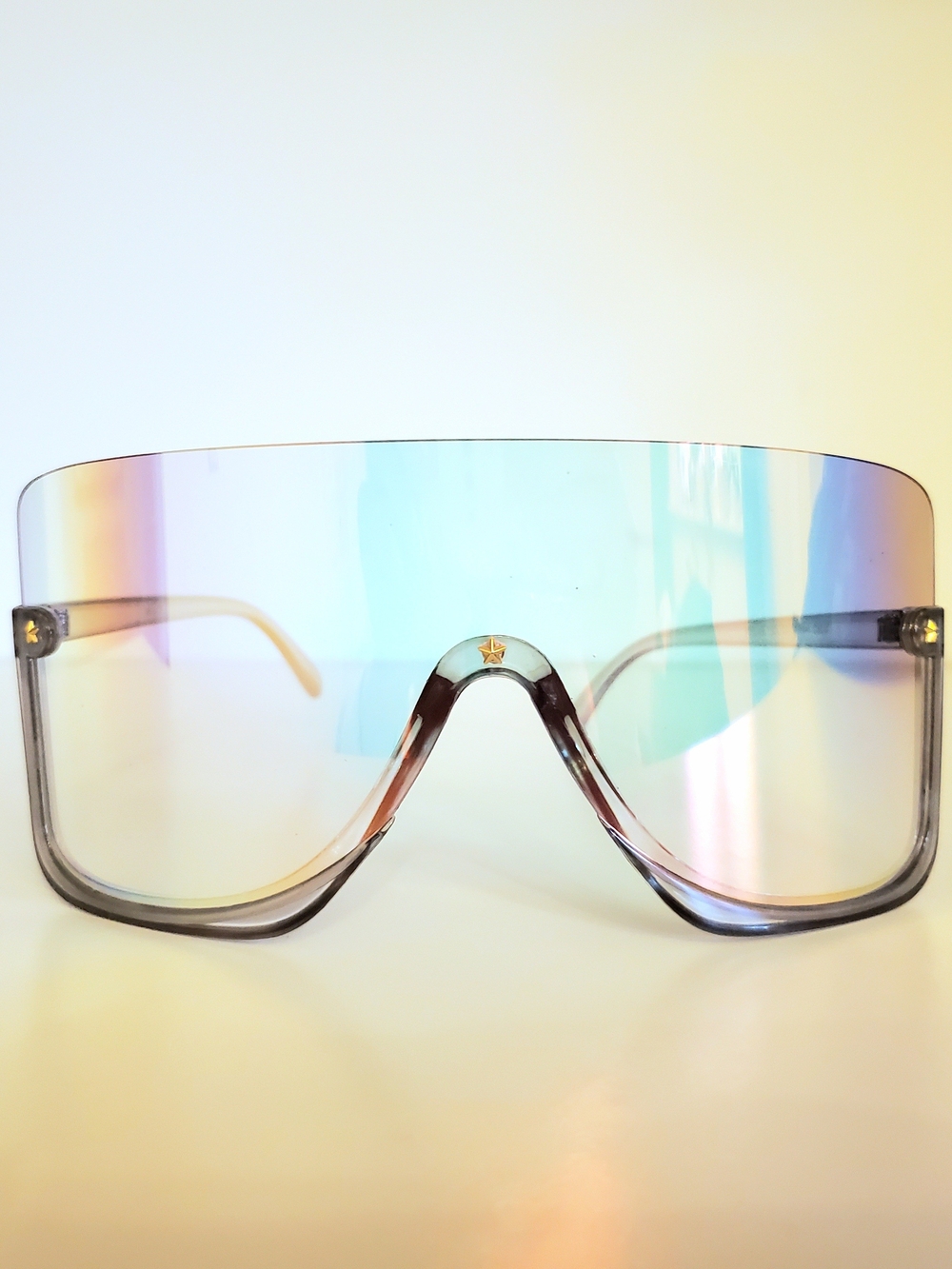 Oversized Shield Sunglasses with Iridescent Lense